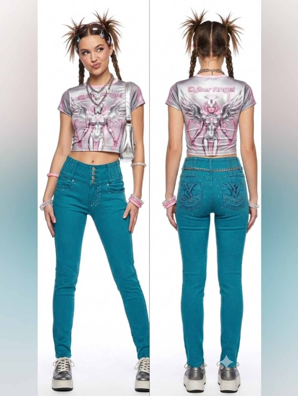 Teal High-Waist Women’s Skinny Jeans Sz7